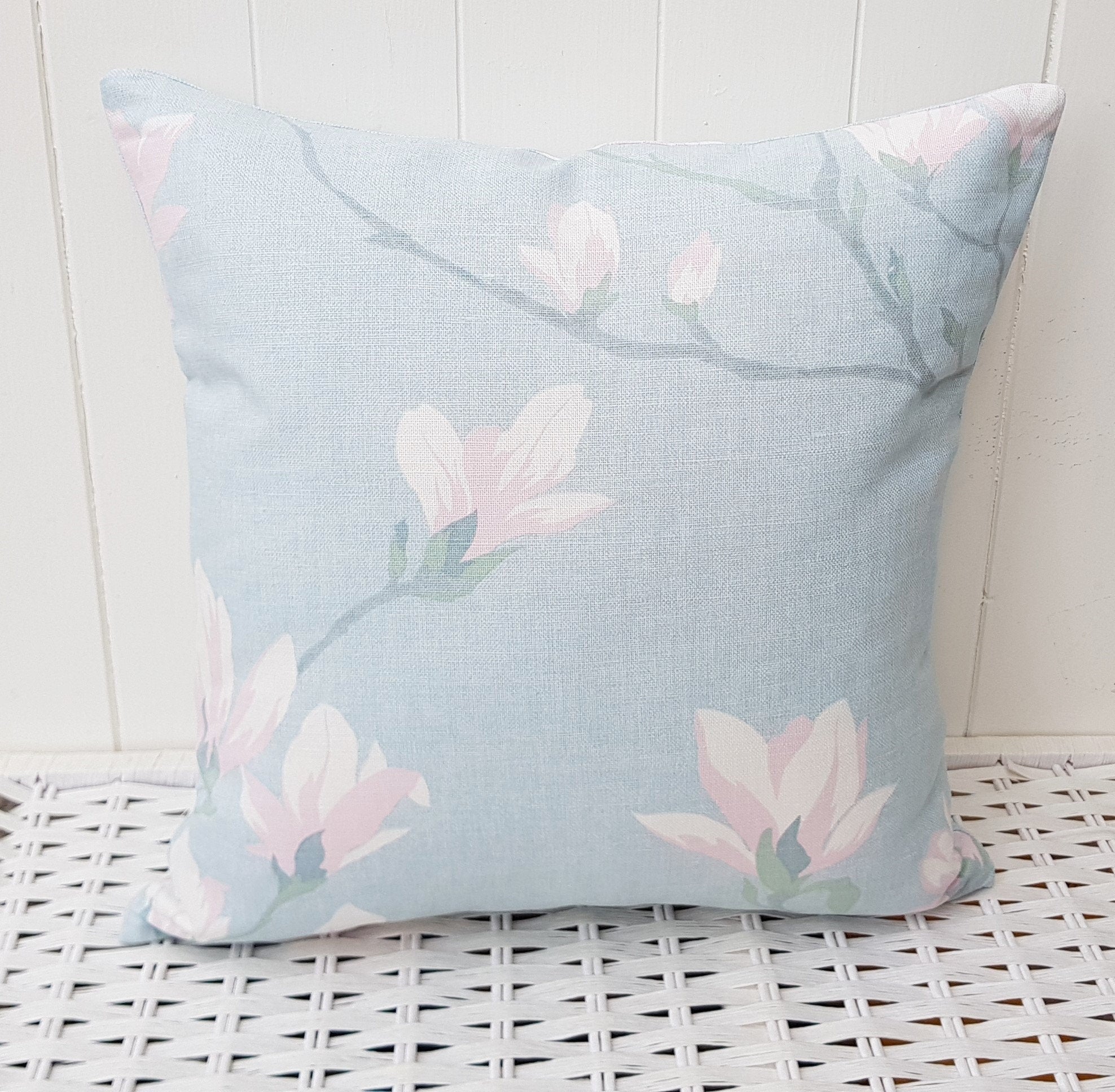 Handmade Laura Ashley Magnolia Grove Cushion : Hedgerow Green / Sage on both sides with Zip Closure 16"