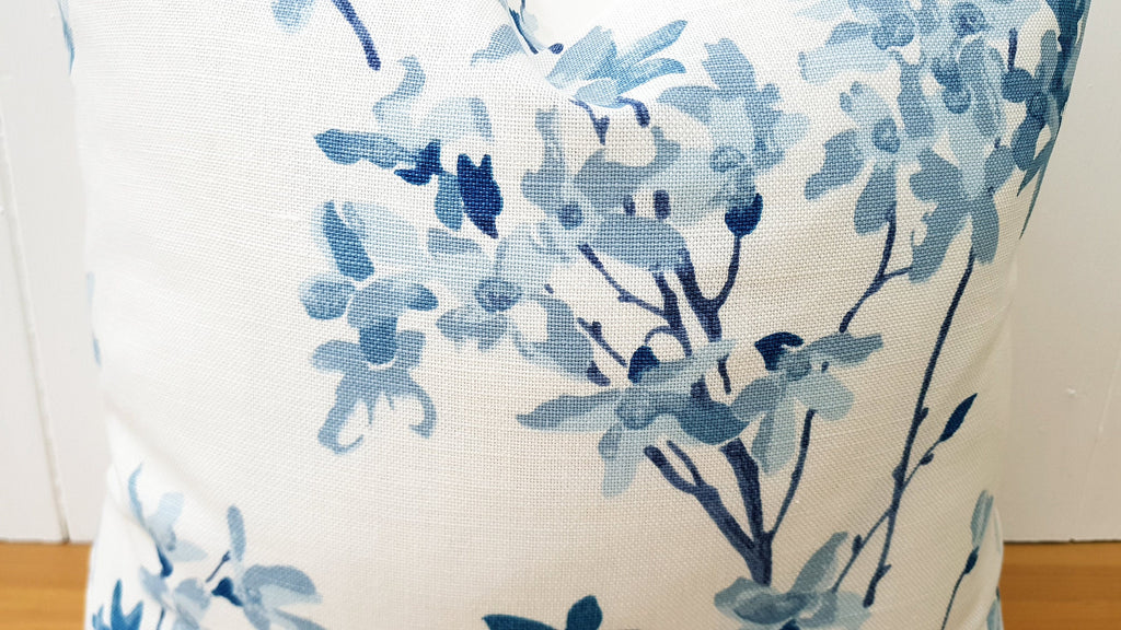 Laura Ashley Forsythia Seapray Blue Cushion, Handmade with a Zip Fastening