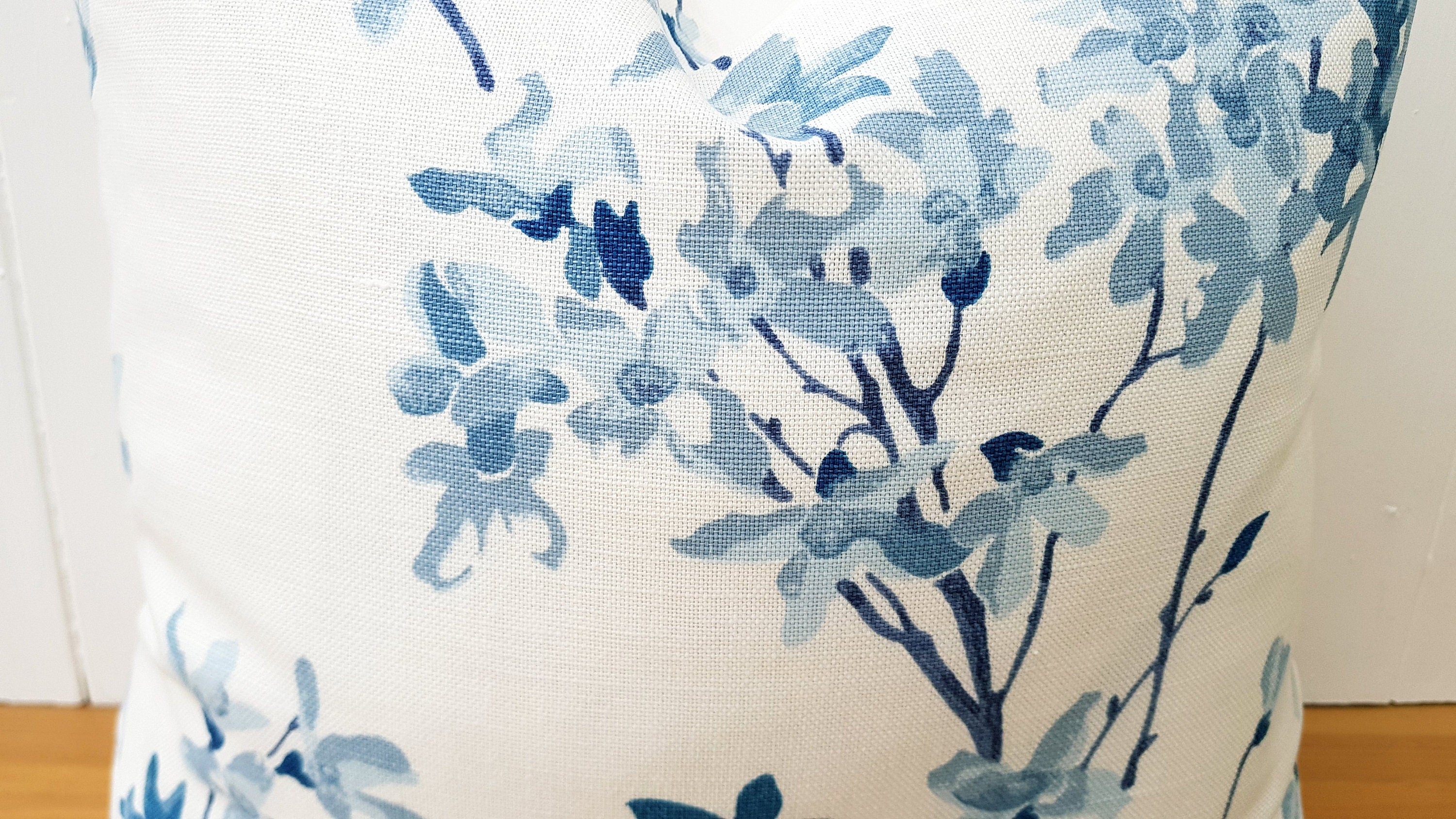 Laura Ashley Forsythia Seapray Blue Cushion, Handmade with a Zip Fastening