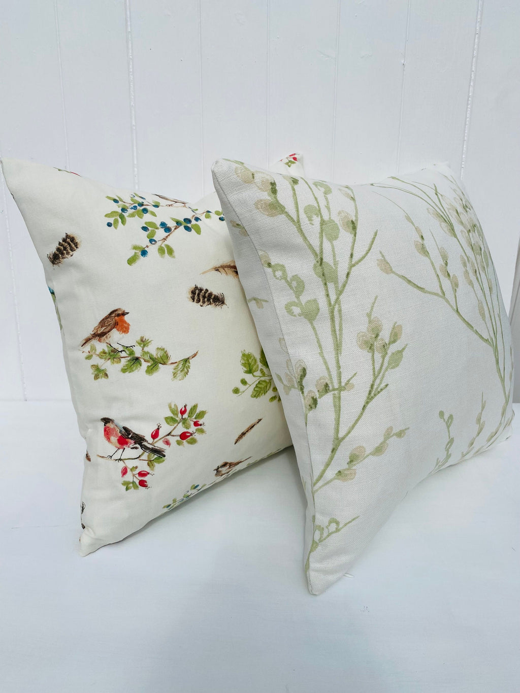 Laura Ashley British Birds Hedgerow Cushion, Birds on both sides, Handmade with a Zip Fastening