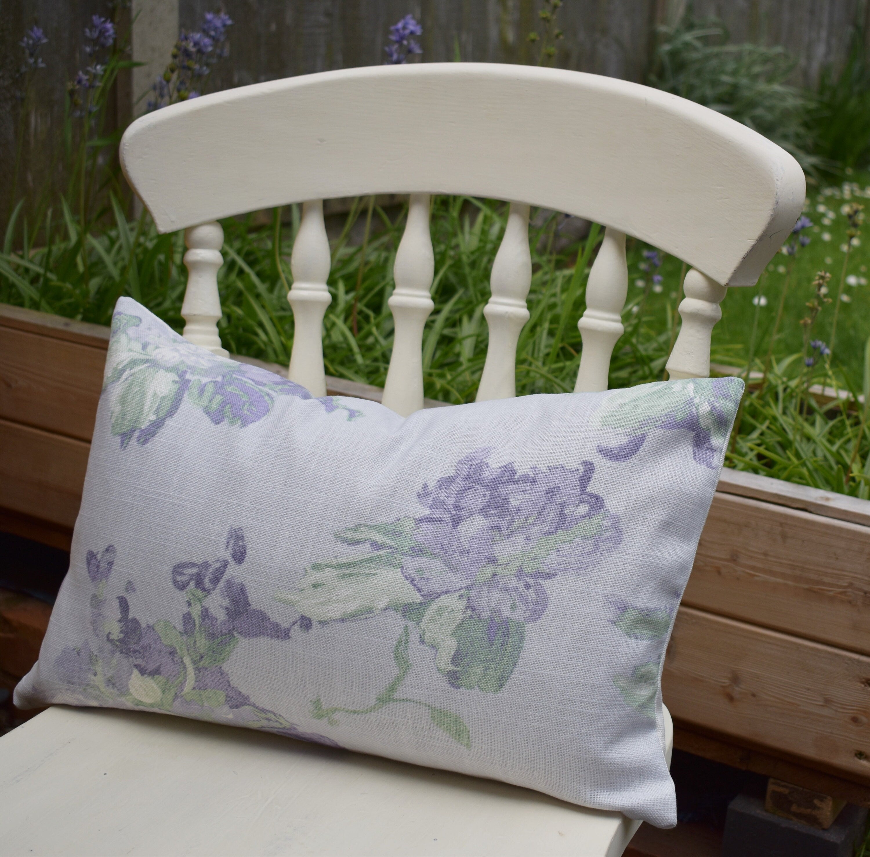 Laura Ashley  Violetta Silver White Cushion, Handmade with a Zip Fastening