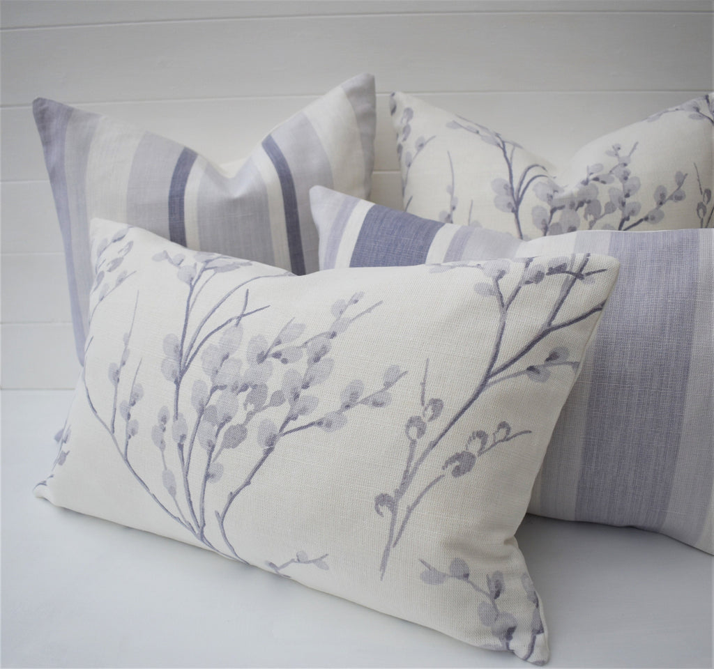 Handmade Laura Ashley Purple Stripe Cushion: Pale Iris Pillow with Zip Closure