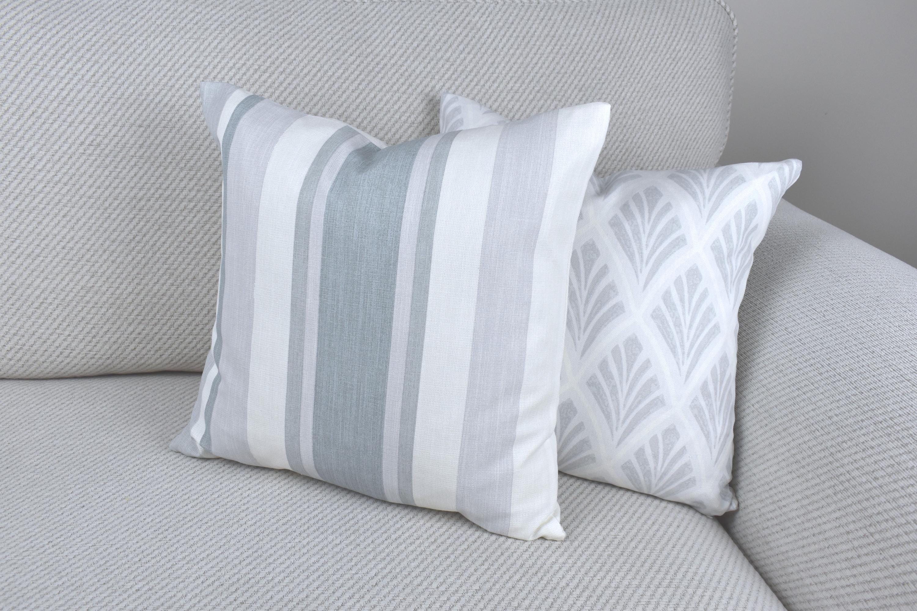 Handmade Laura Ashley Awning Stripe Slate Grey Cushion