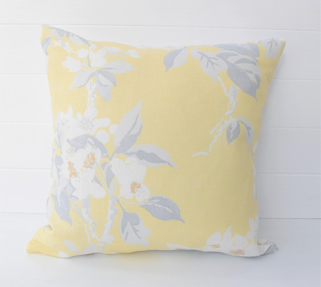 Laura Ashley Yellow Floral Cushion: Handmade Apple Blossom with Zip Closure