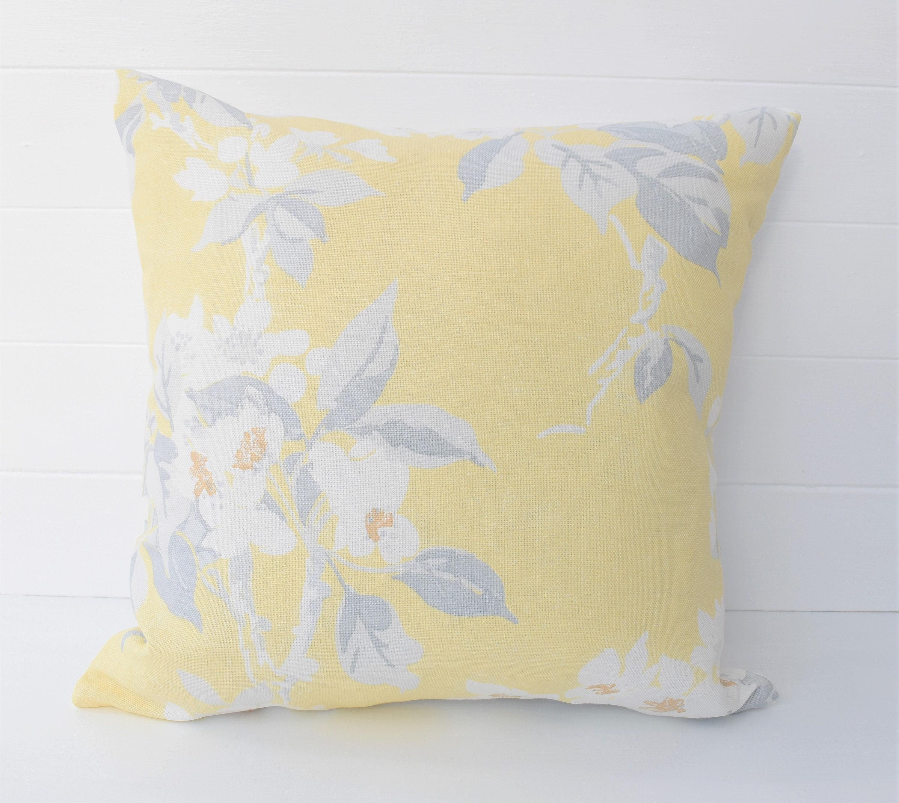 Laura Ashley Yellow Floral Cushion: Handmade Apple Blossom with Zip Closure