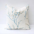 Laura Ashley Pussy Willow Duck Egg Cushion, backed in Laura Ashley Austen Off White, Handmade with a  Zip Fastening 16"