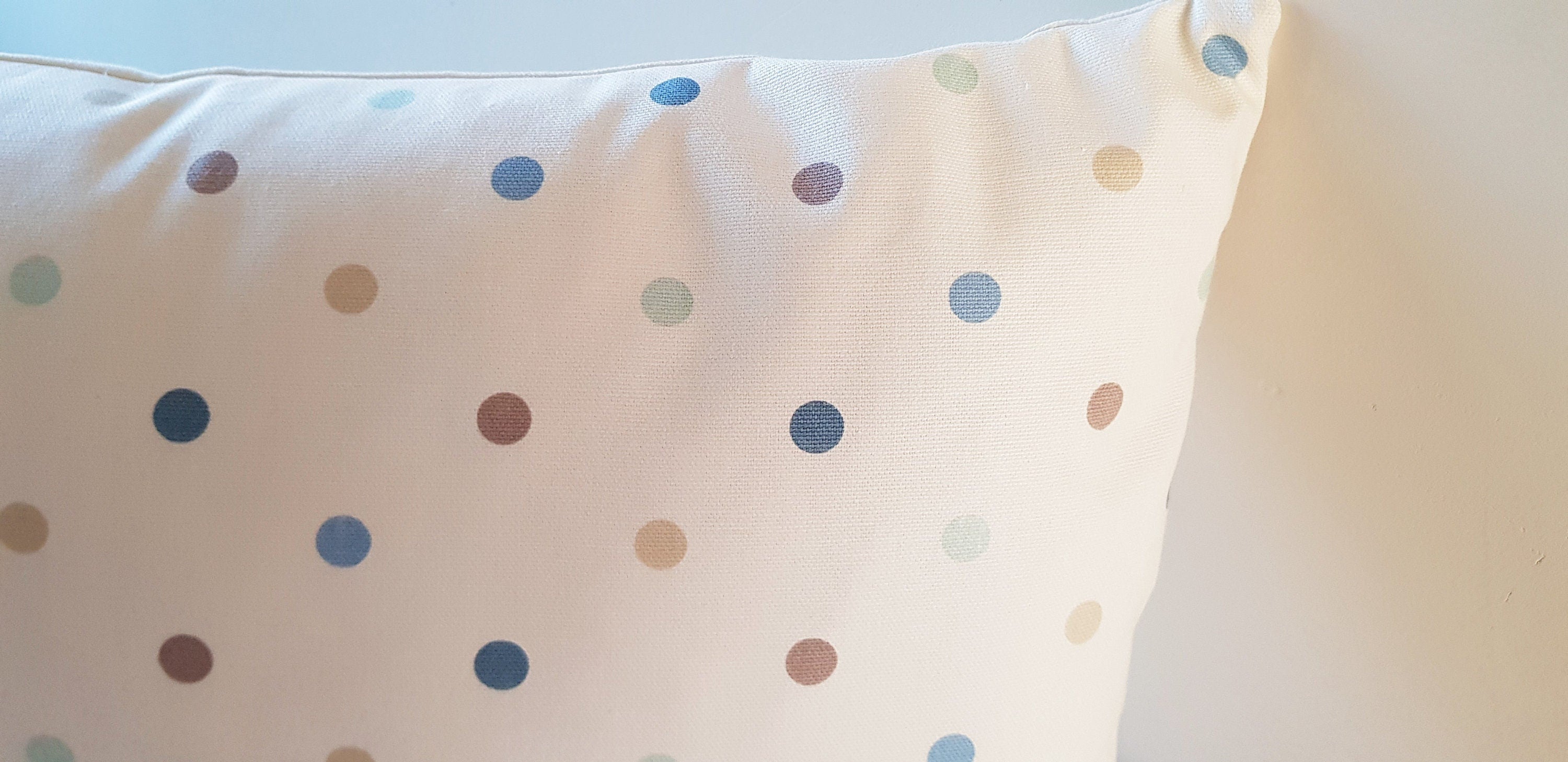 Handmade Polka Dot Cushion : Duck Egg Blue Decorative Pillow