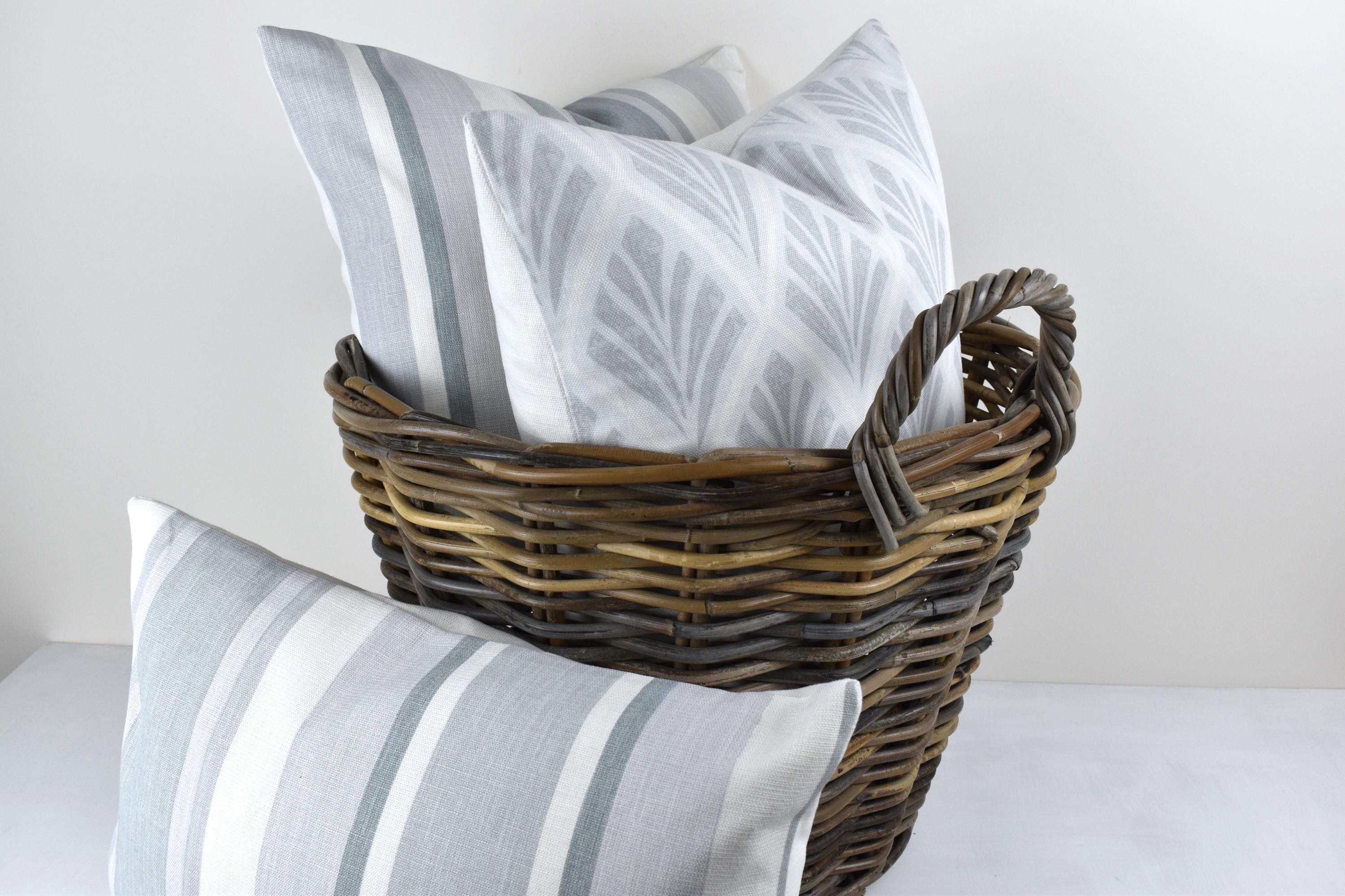 Handmade Laura Ashley Awning Stripe Slate Grey Cushion