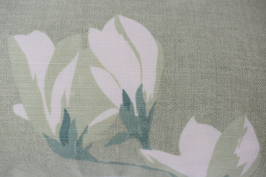 Magnolia Hedgerow Green Cushion, Handmade with Pattern on Both sides and Zip Fastening 18" by 12"