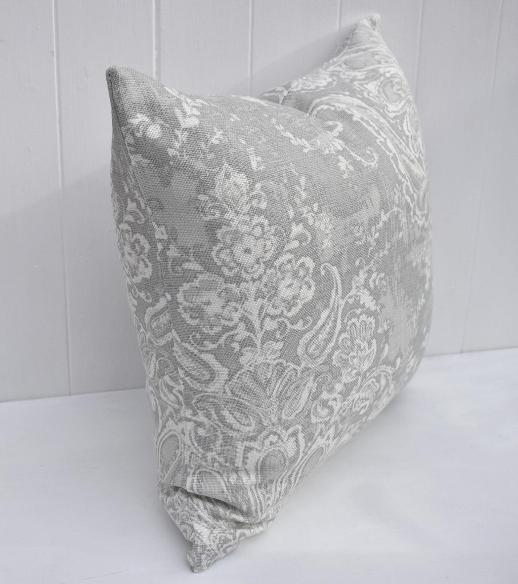 Laura Ashley Maddox Silver Cushion, The Same Fabric on both sides, Handmade with a zip fastening 16"