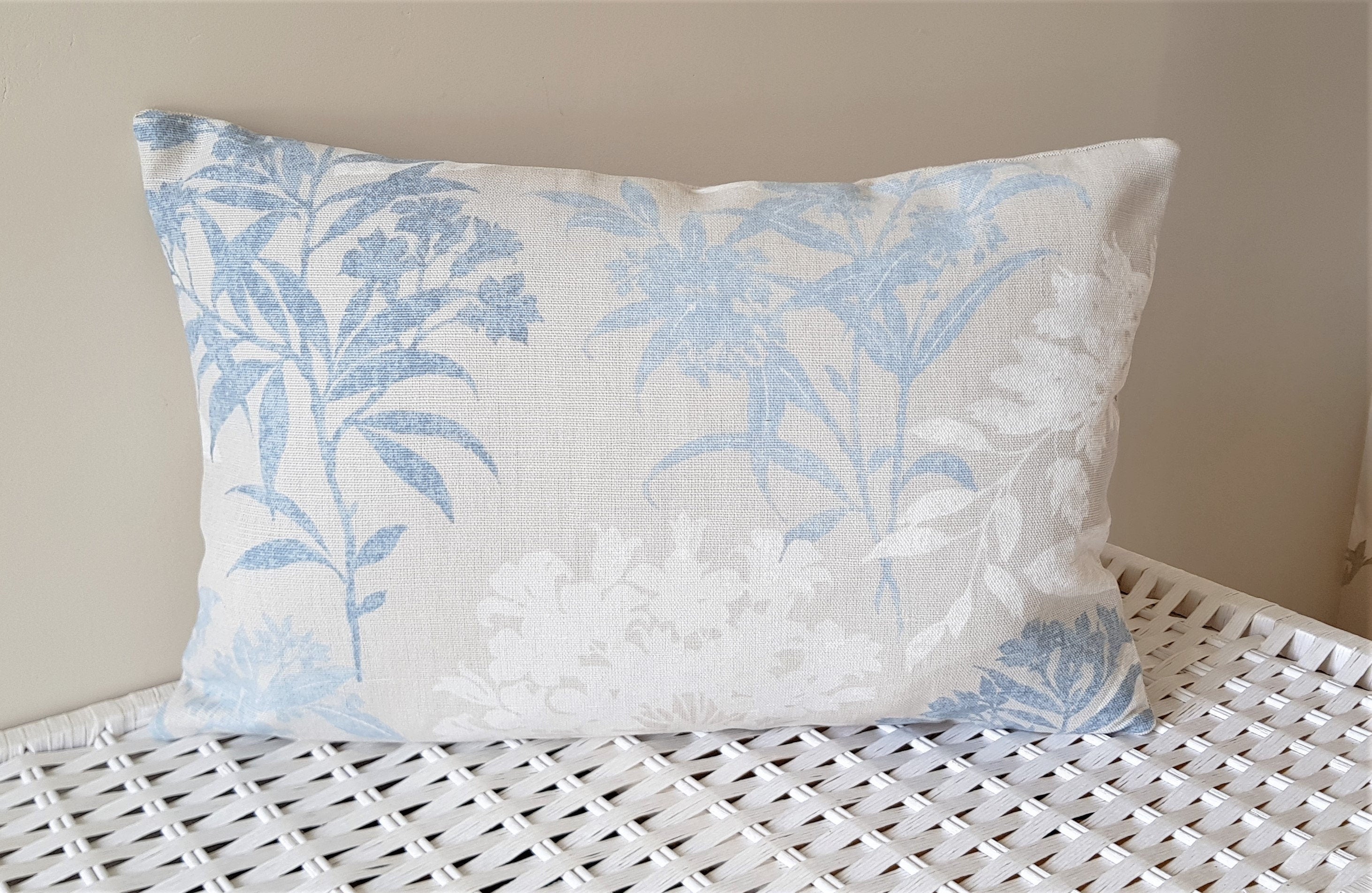 Laura Ashley Tenby Seaspray Cushion, Handmade backed in Austen Natural with zip a fastening