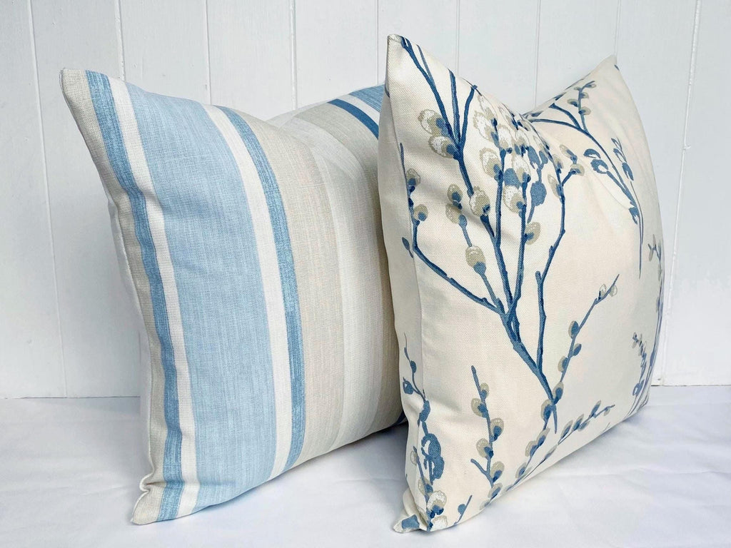 Laura Ashley Pussy Willow Blue Seaspray Cushion : Handmade with a Zip Fastening