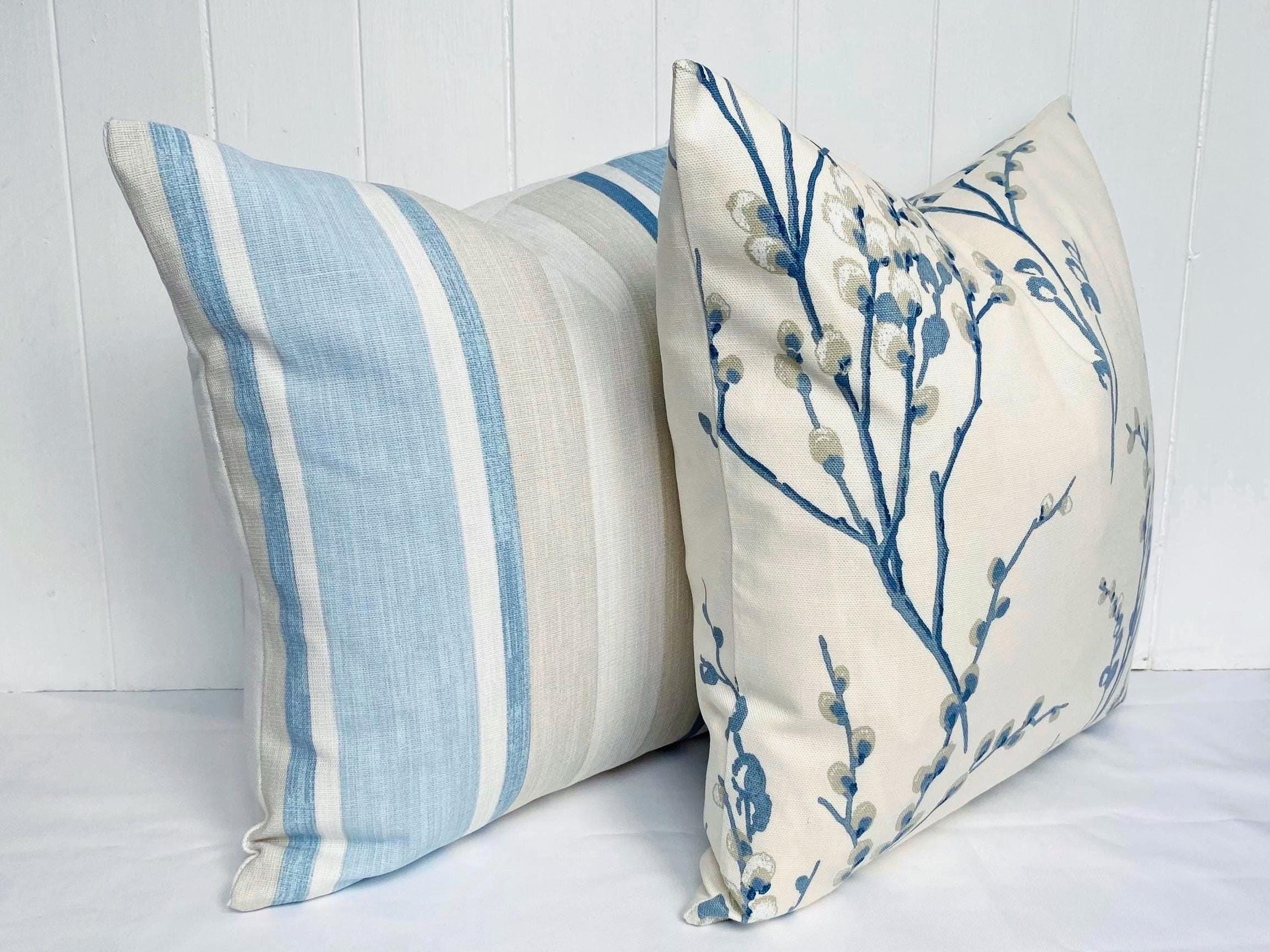 Laura Ashley Pussy Willow Blue Seaspray Cushion : Handmade with a Zip Fastening