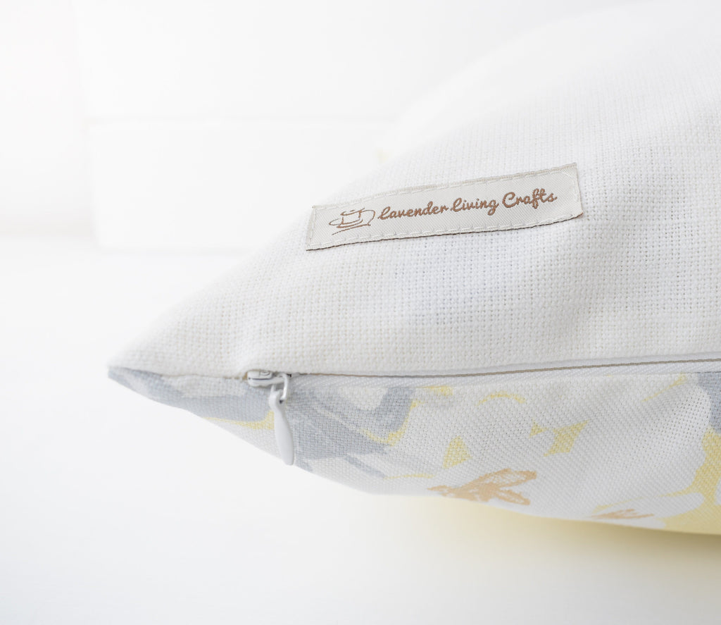 Laura Ashley Yellow Floral Cushion: Handmade Apple Blossom with Zip Closure
