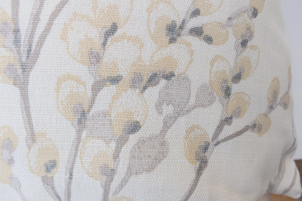 Laura Ashley Pussy Willow Dove Grey Cushion, Off White Dove Grey backed in Laura Ashley Austen Fabric, Handmade with a Zip Fastening, 16"