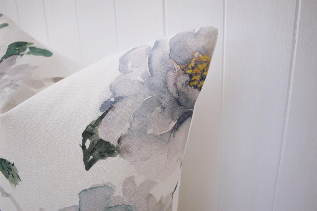 Handmade John Lewis Harper Blue Cushion backed with Laura Ashley Austen