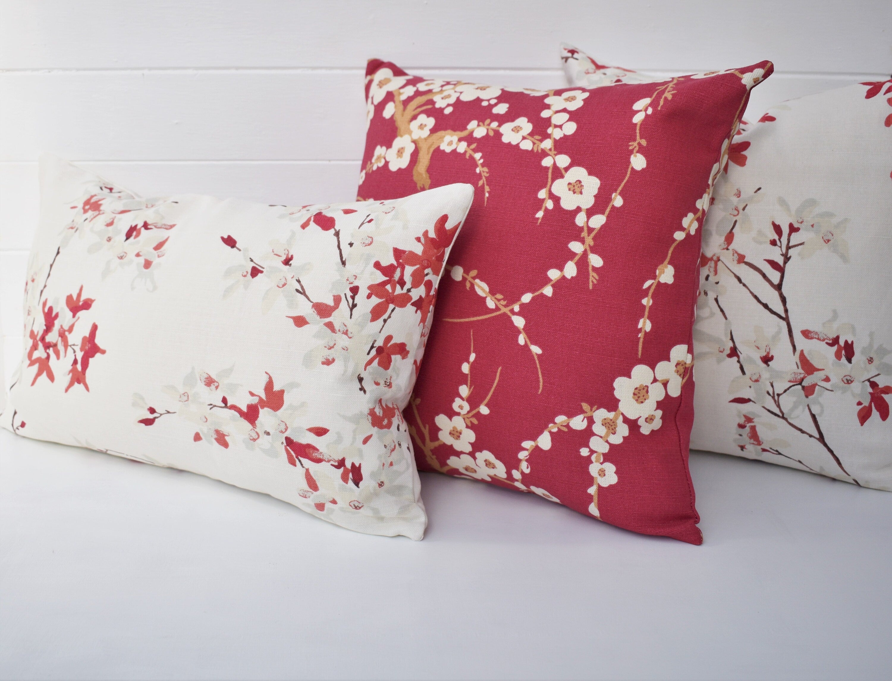 Laura Ashley Floral Cushion: Forsythia Rosehip Rectangle Handmade with a Zip Fastening