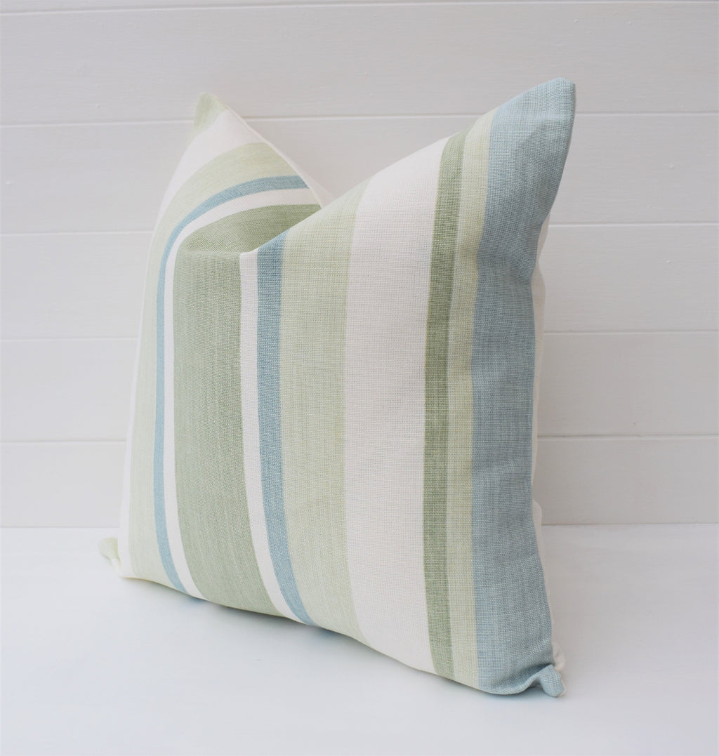 Laura Ashley Awning Stripe Duck Egg Cushion : Handmade with zip Fastening 16"