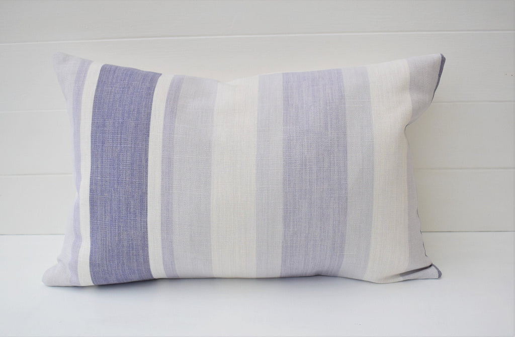 Handmade Laura Ashley Purple Stripe Cushion: Pale Iris Pillow with Zip Closure
