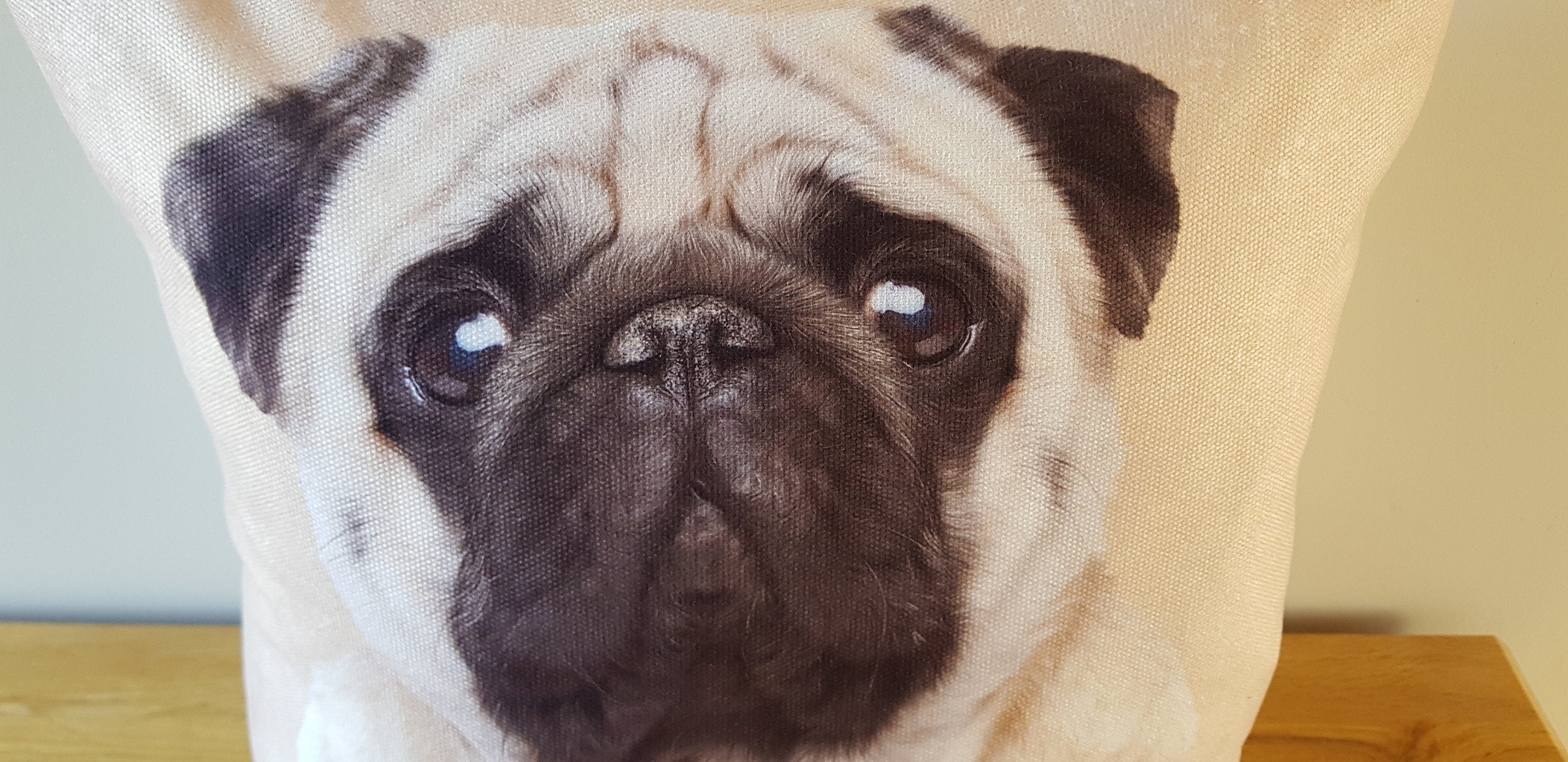 Handmade Pug Art Cushion: Contemporary Dog Pillow, Choice of Cover Only or Cover + Pad
