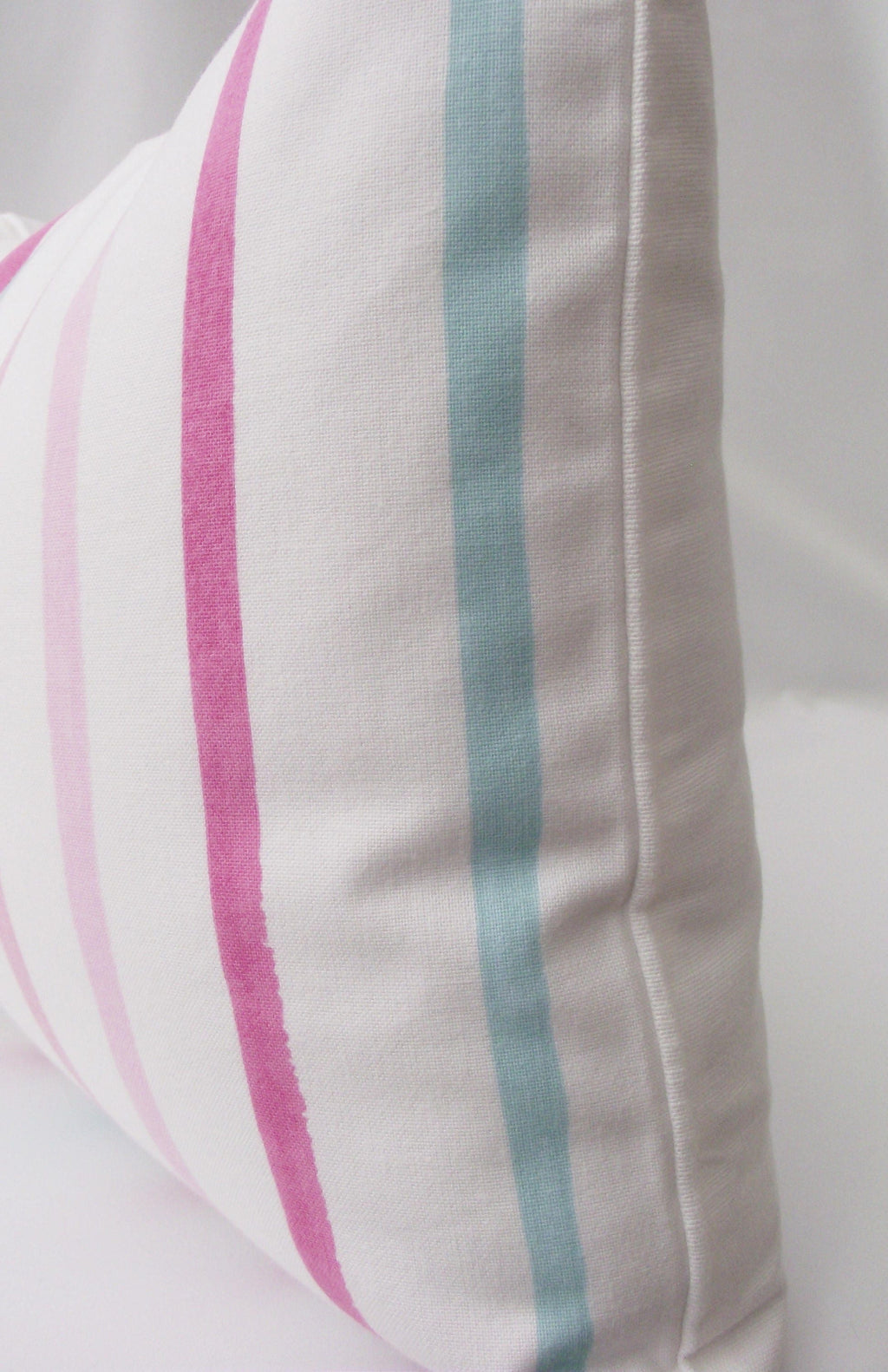 Laura Ashley Pink Stripe Cushion, Handmade with Painterly Stripe Fabric