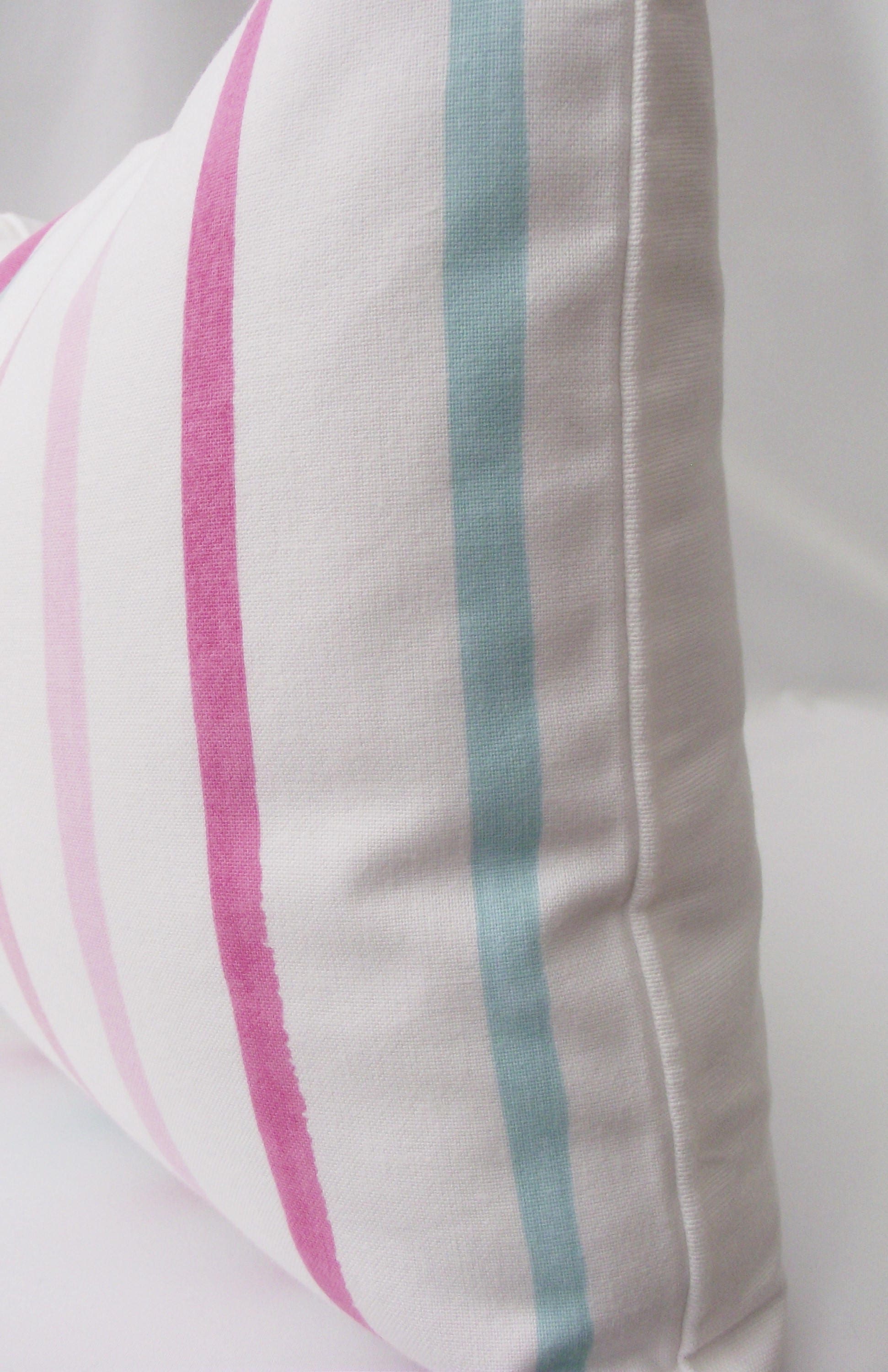 Laura Ashley Pink Stripe Cushion, Handmade with Painterly Stripe Fabric
