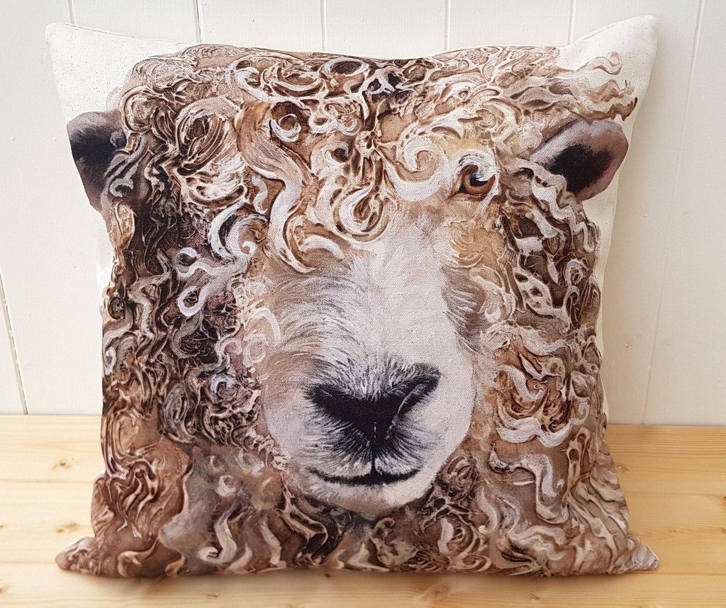 Handmade Sheep Pillow: Wendy Darker Art Print, Choice of Cover Only or Cover with Pad