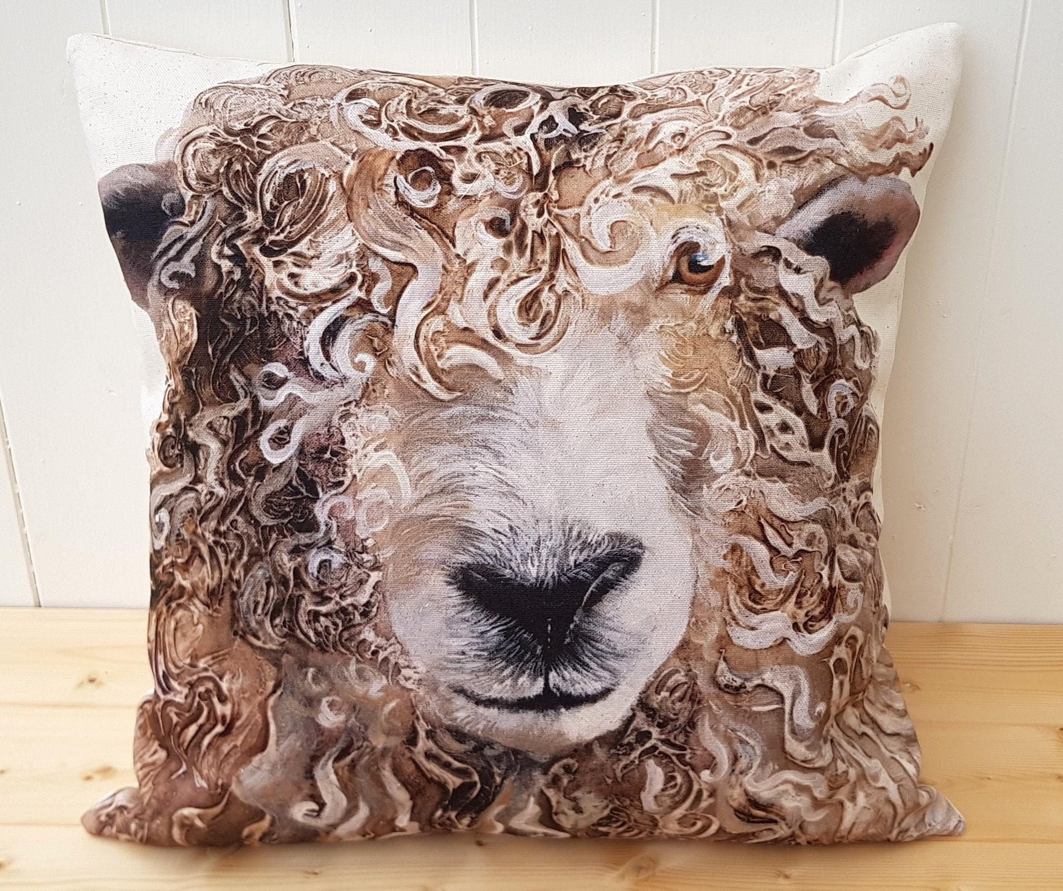 Handmade Sheep Pillow: Wendy Darker Art Print, Choice of Cover Only or Cover with Pad