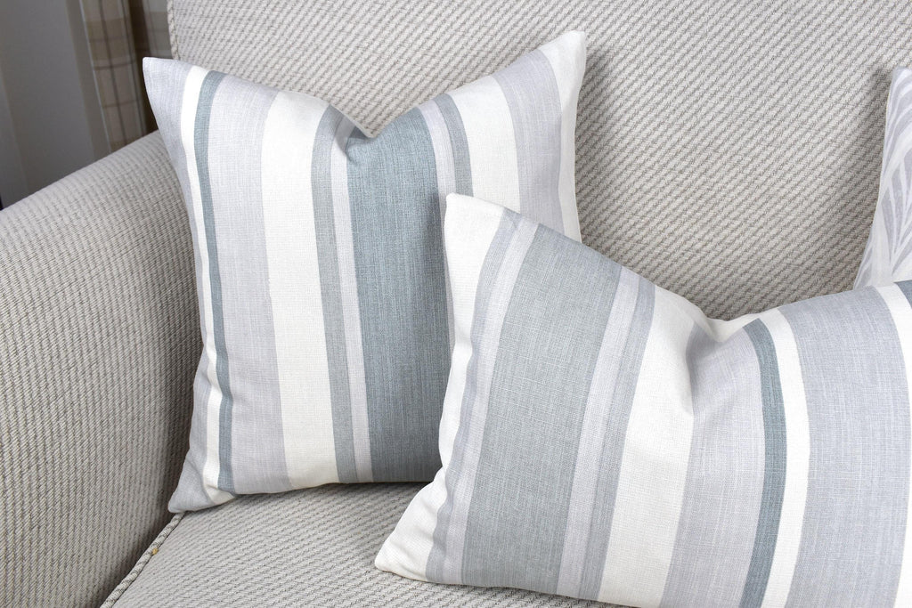 Handmade Laura Ashley Awning Stripe Slate Grey Cushion