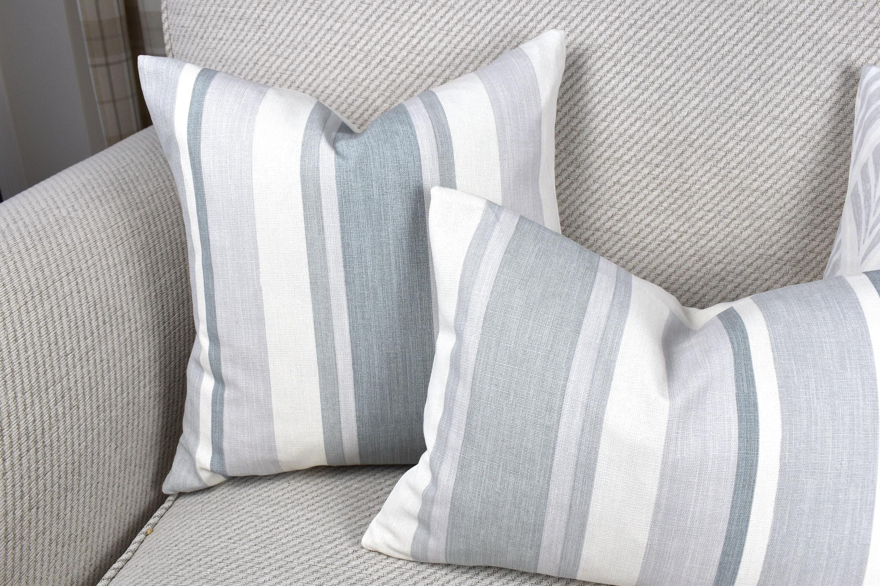 Handmade Laura Ashley Awning Stripe Slate Grey Cushion
