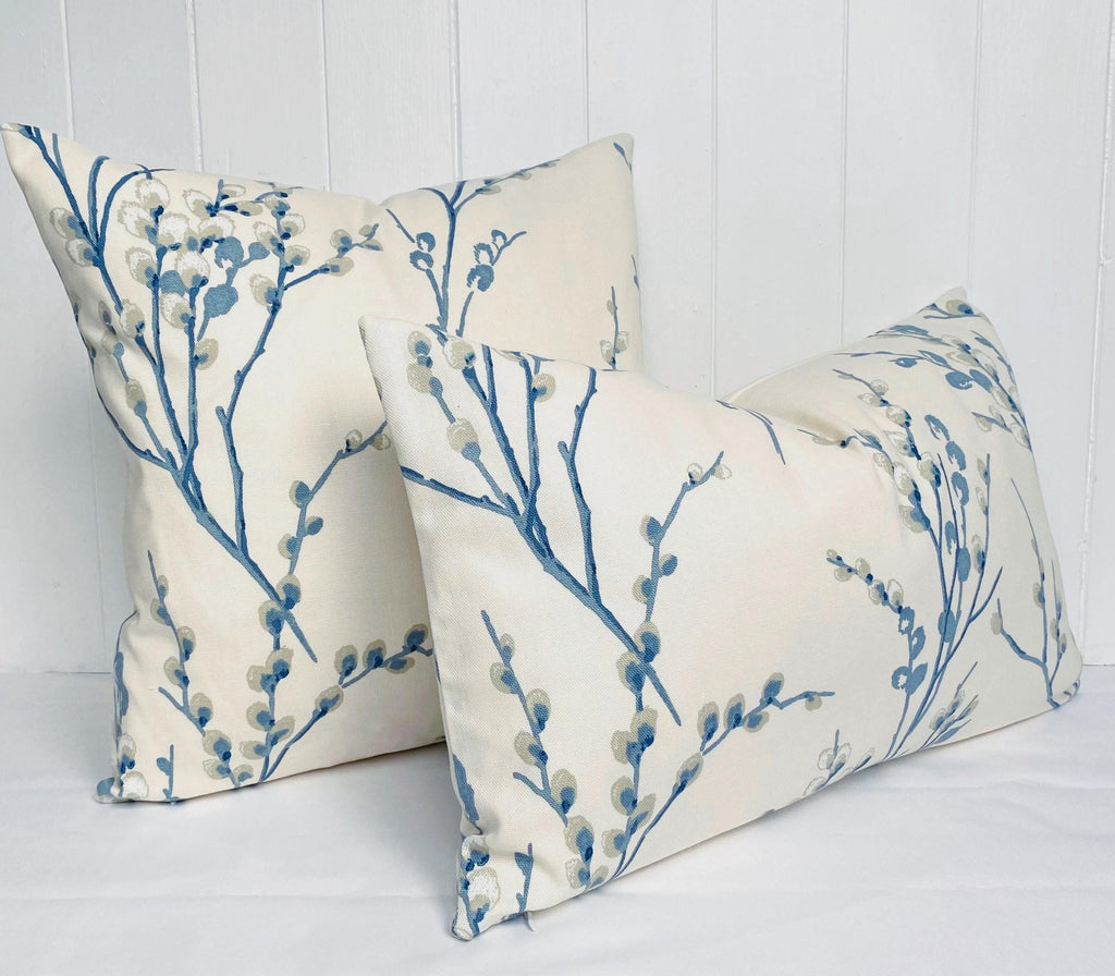 Laura Ashley Pussy Willow Blue Seaspray Cushion : Handmade with a Zip Fastening