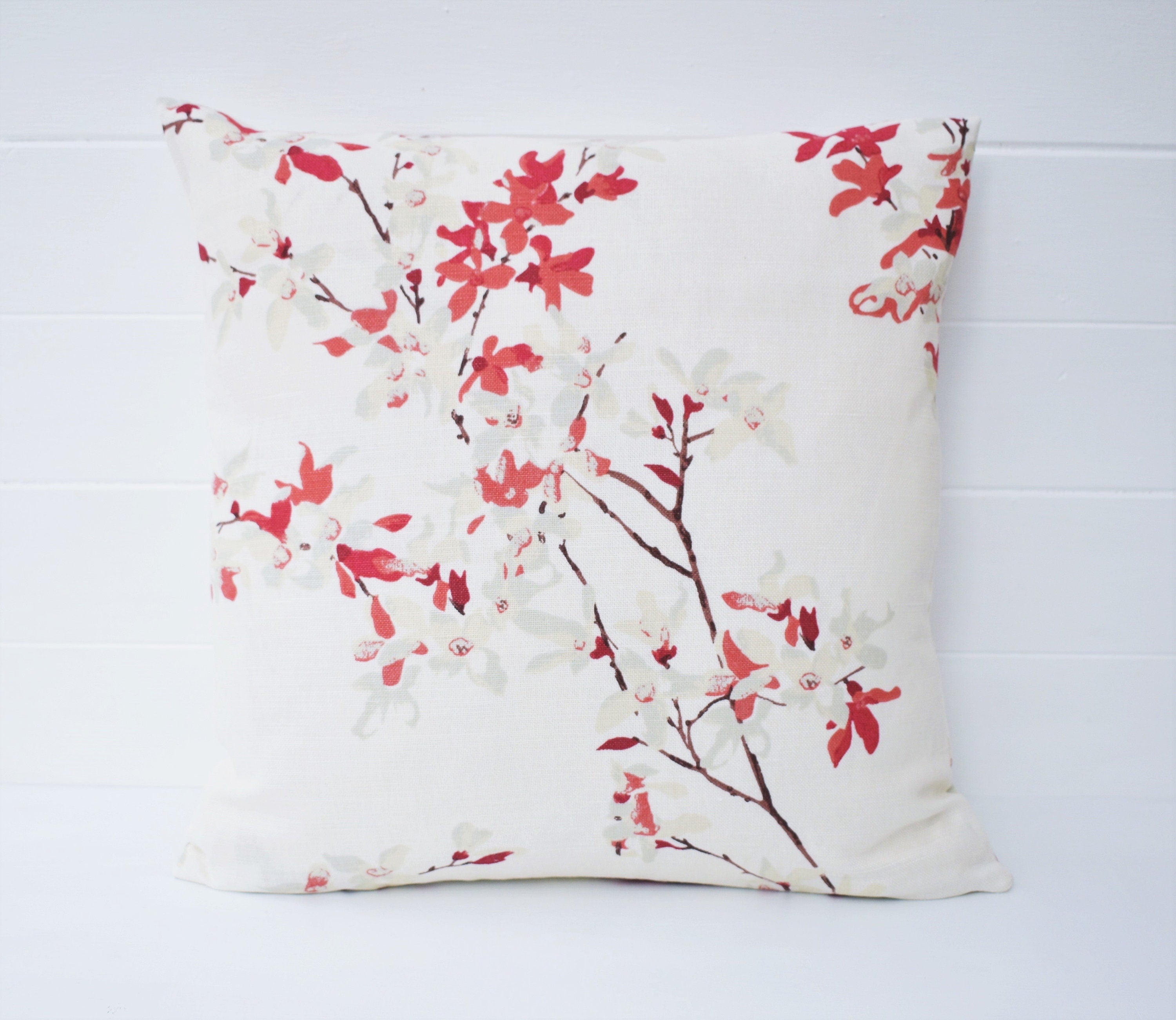Handmade Laura Ashley Forsythia Red Floral Cushion
