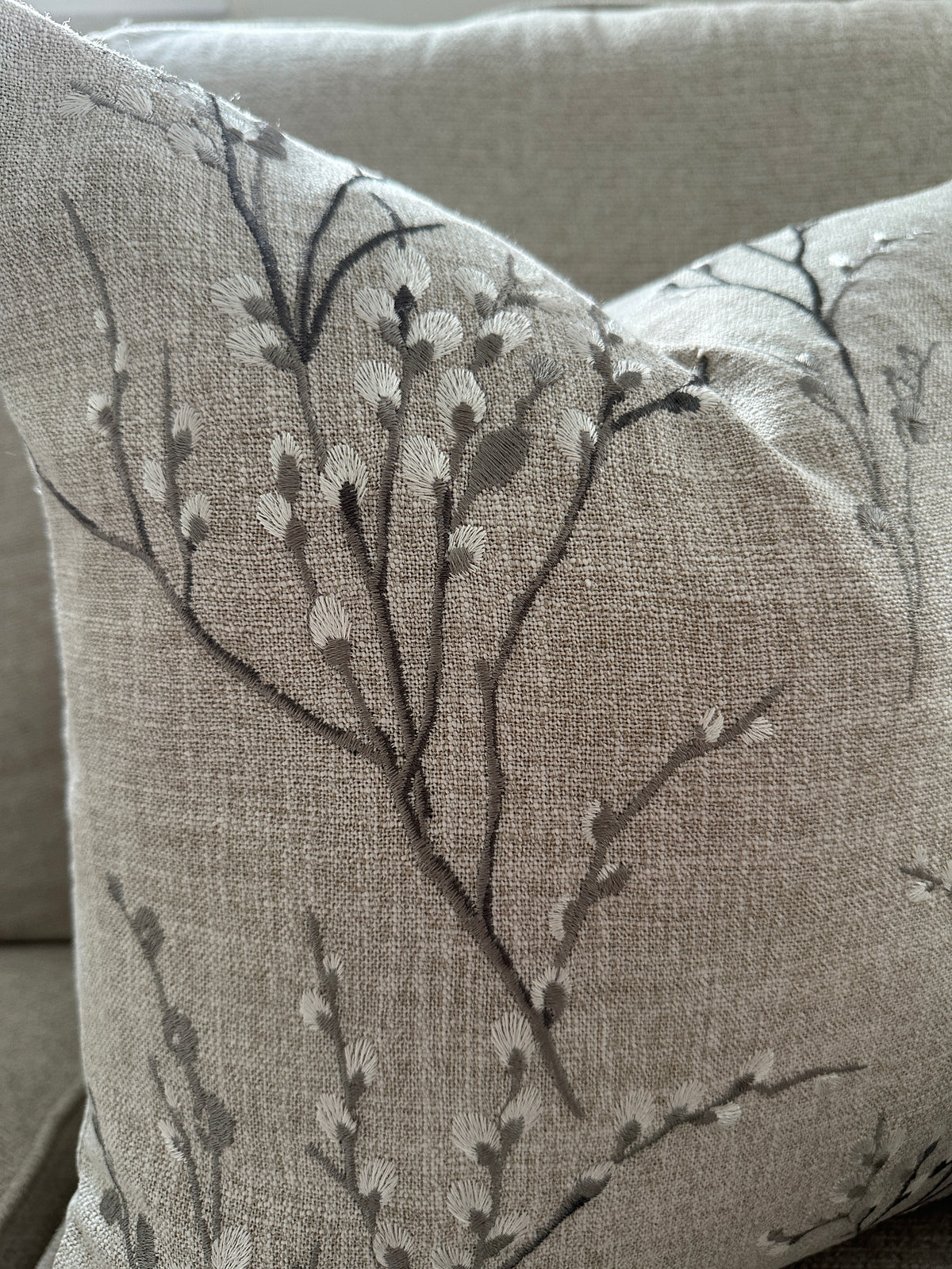 Laura Ashley Pussy Willow Steel Embroidered Grey Cushion, Handmade with a Zip Fastening (Copy)