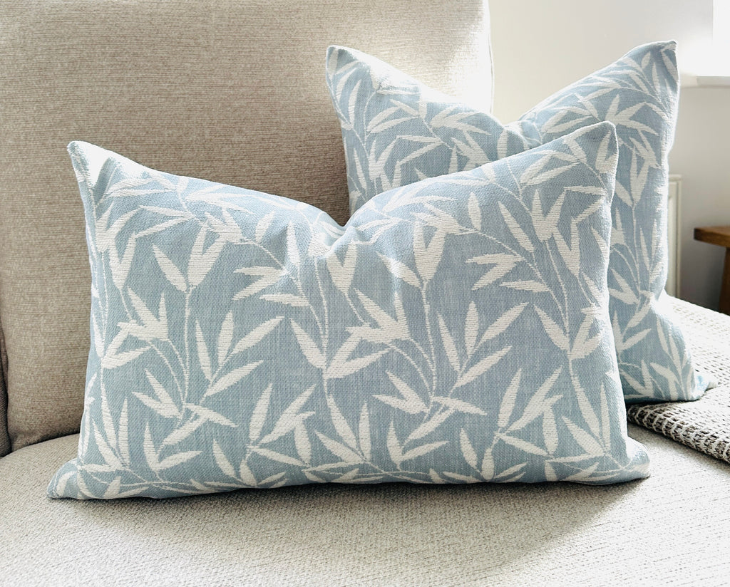 Laura Ashley Willow Leaf Seaspray Cushion, Handmade in soft Chenille Fabric