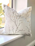 Laura Ashley Pussy Willow Dove Grey Cushion, Off White Dove Grey backed in Laura Ashley Austen Fabric, Handmade with a Zip Fastening, 16"
