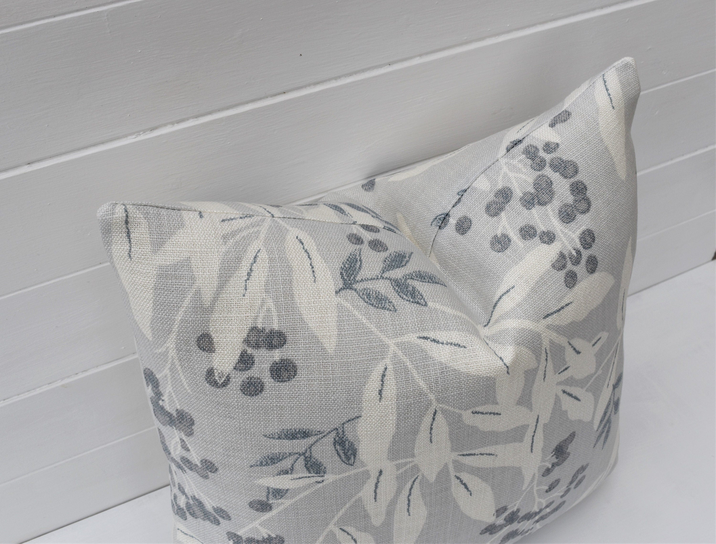 Laura Ashley Silver Cushion : Handmade in Greendale Fabric