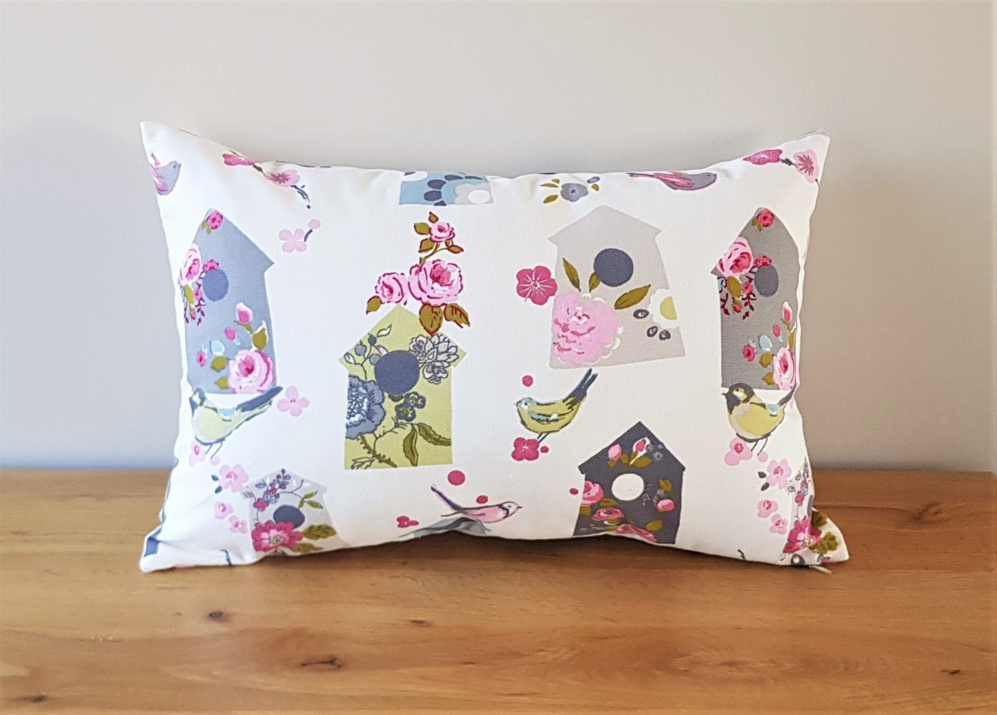 Handmade Birdhouse Cushion : Clarke and Clarke Cotton Fabric