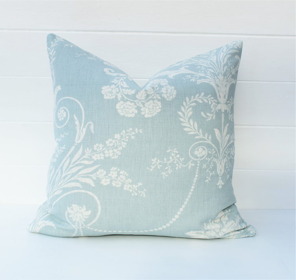 Laura Ashley Josette Duck Egg Cushion : Handmade Linen Blend with Zip Fastening 16"
