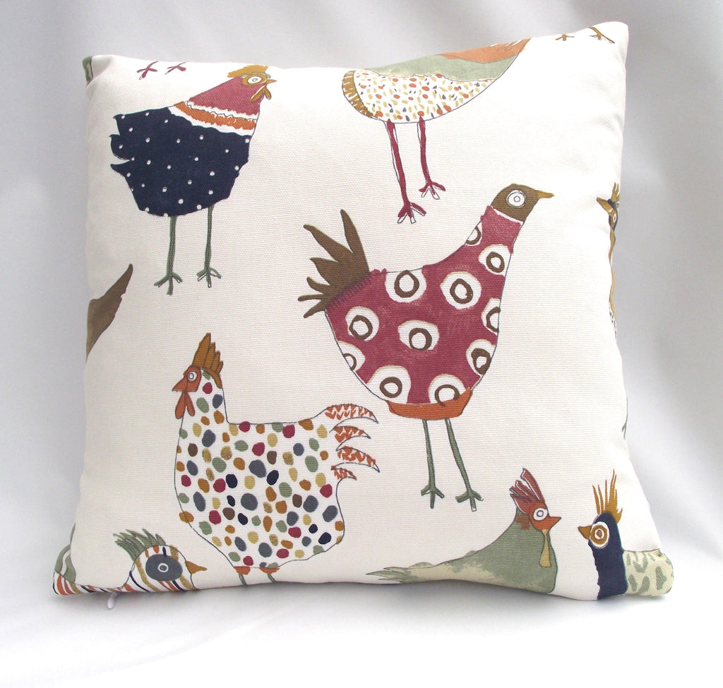 Harriet Hen Cushion: Small Handmade Hens and Cockerels Cushion including pad