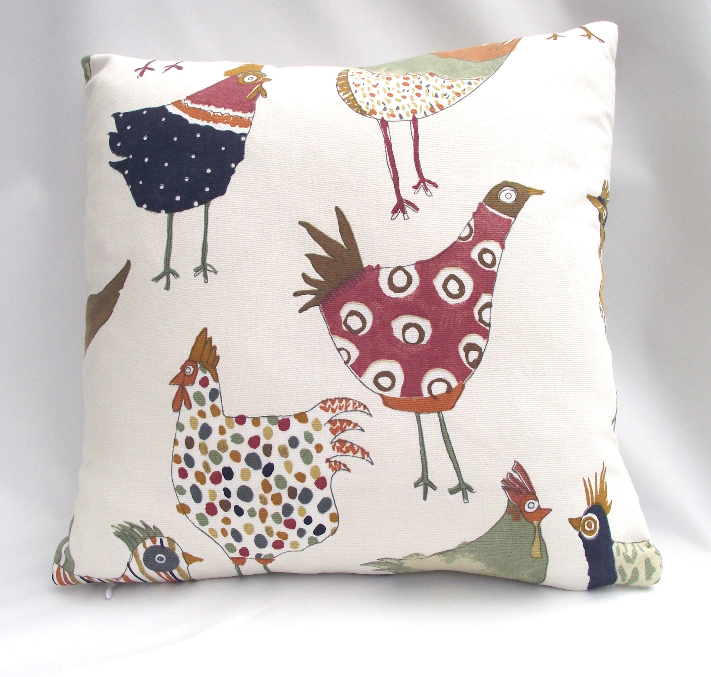 Harriet Hen Cushion: Small Handmade Hens and Cockerels Cushion including pad