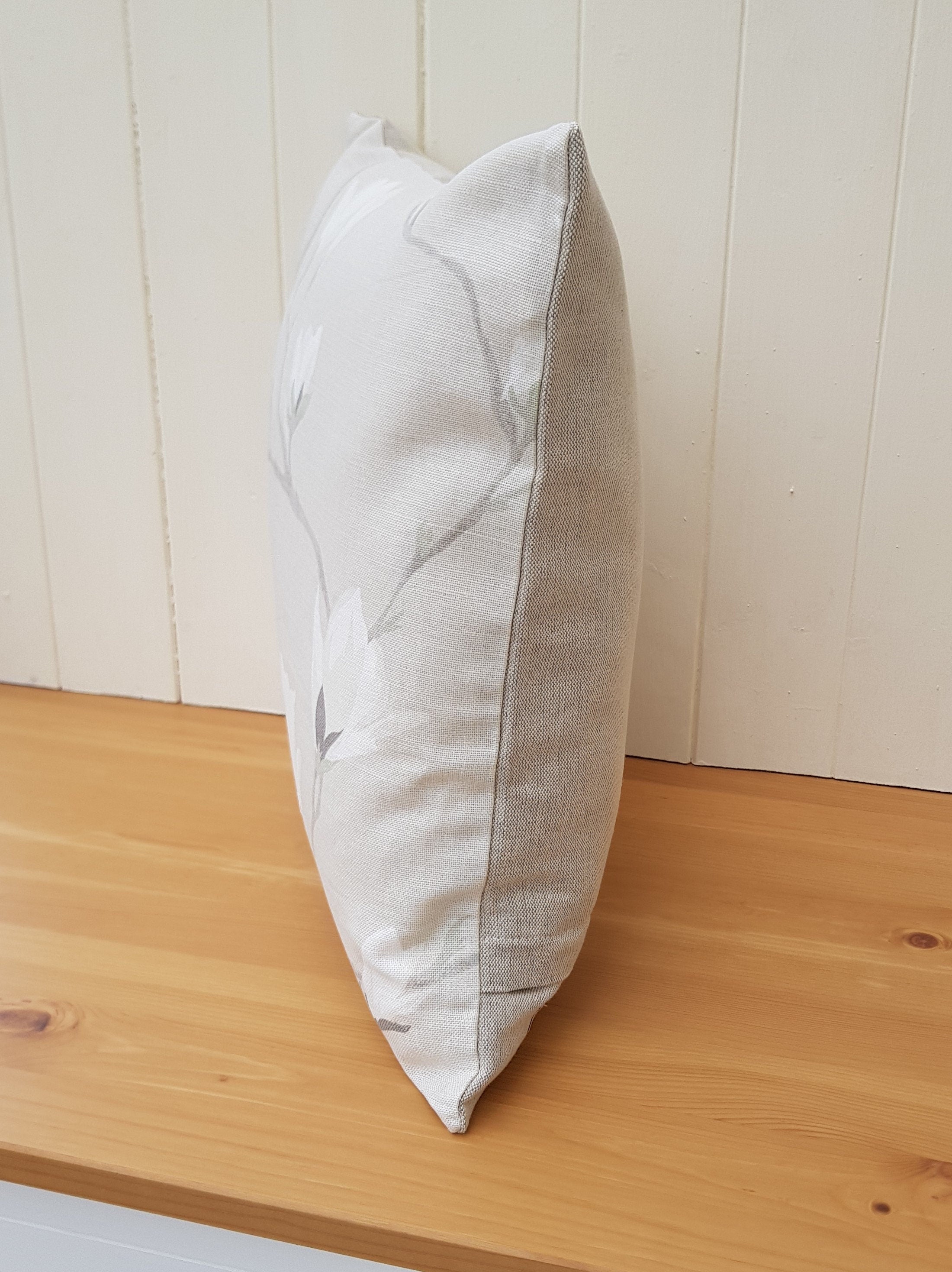 Handmade Laura Ashley Magnolia Grove Natural Cushion : Austen Natural on reverse with Zip Fastening 16"