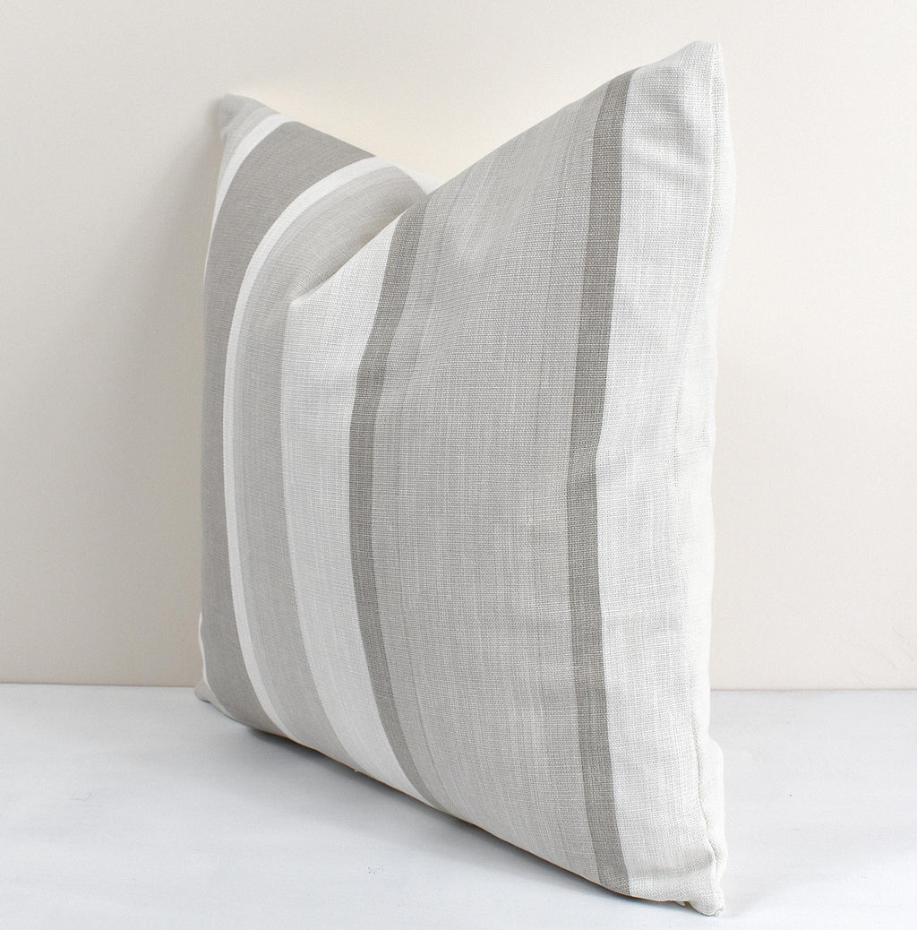 Handmade Laura Ashley Awning Stripe Cushion : Dove Grey with Zip Closure