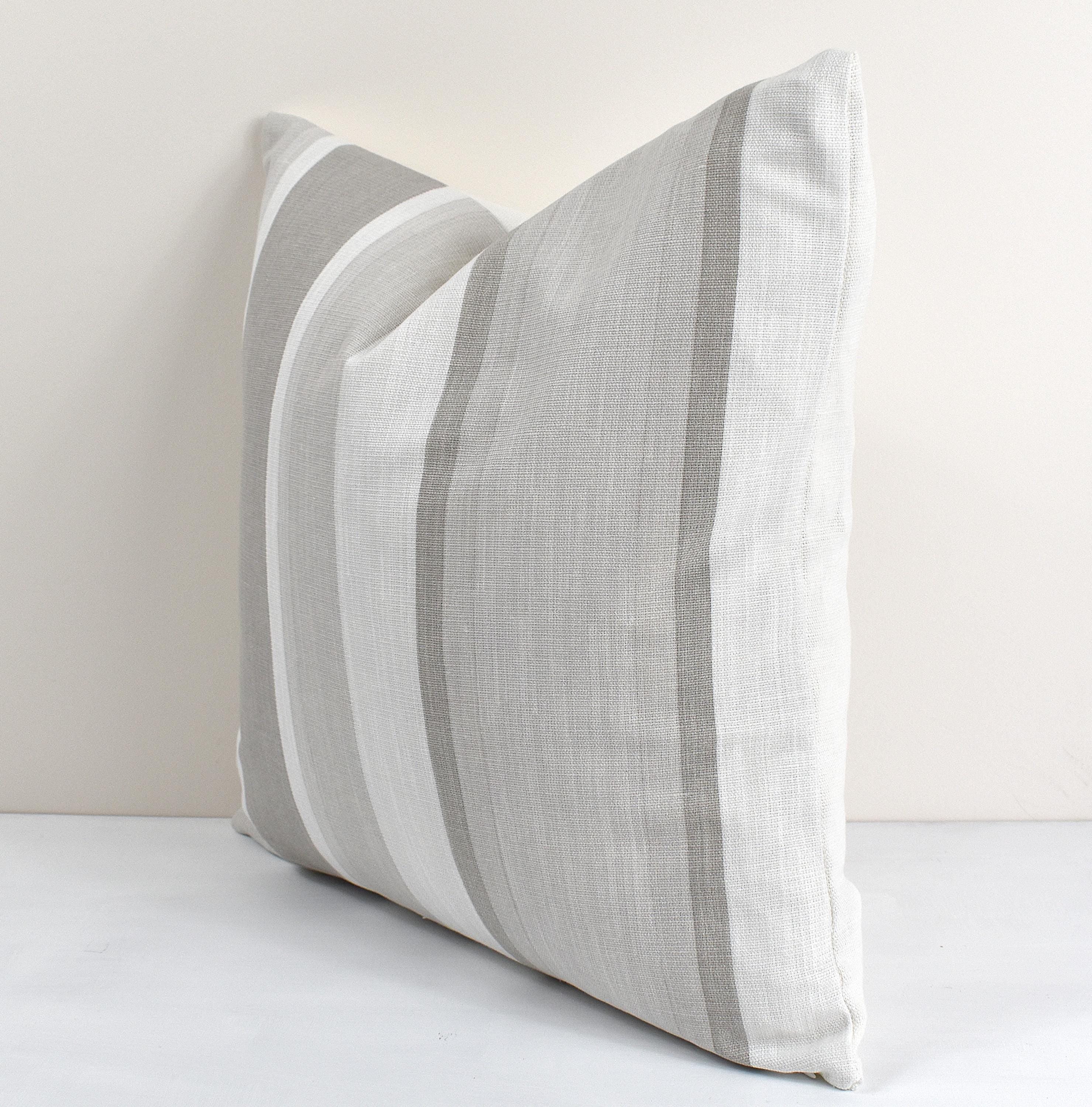 Handmade Laura Ashley Awning Stripe Cushion : Dove Grey with Zip Closure
