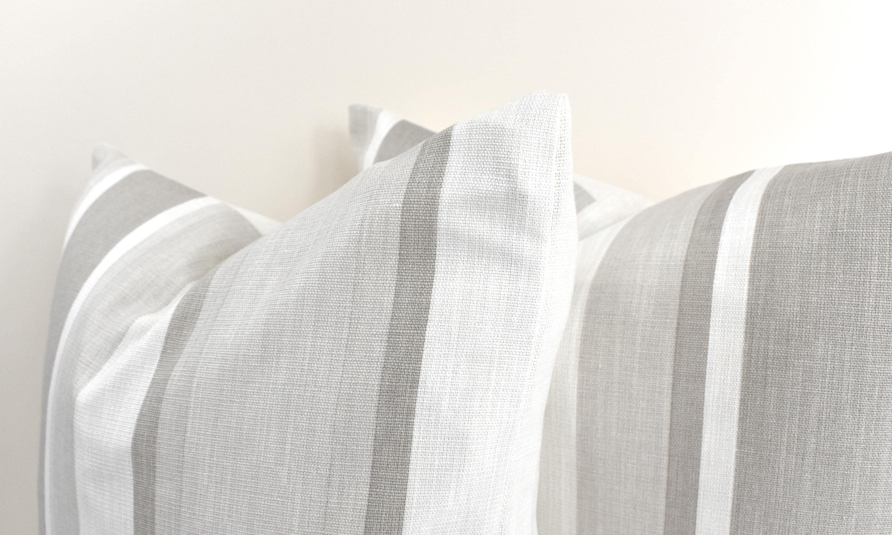 Laura Ashley Dove Grey Awning Stripe Cushion : Handmade with Zip Closure, 18" by 12"