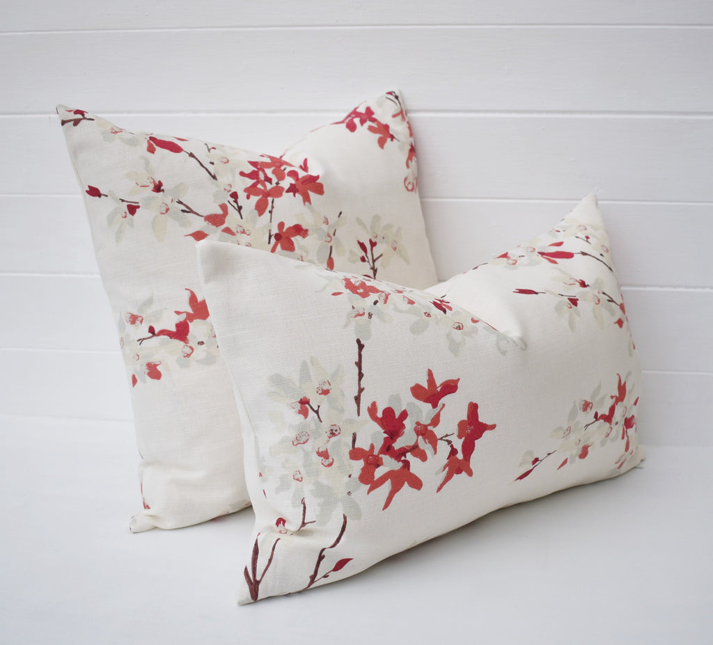 Laura Ashley Floral Cushion: Forsythia Rosehip Rectangle Handmade with a Zip Fastening