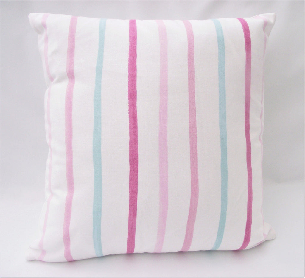 Laura Ashley Pink Stripe Cushion, Handmade with Painterly Stripe Fabric