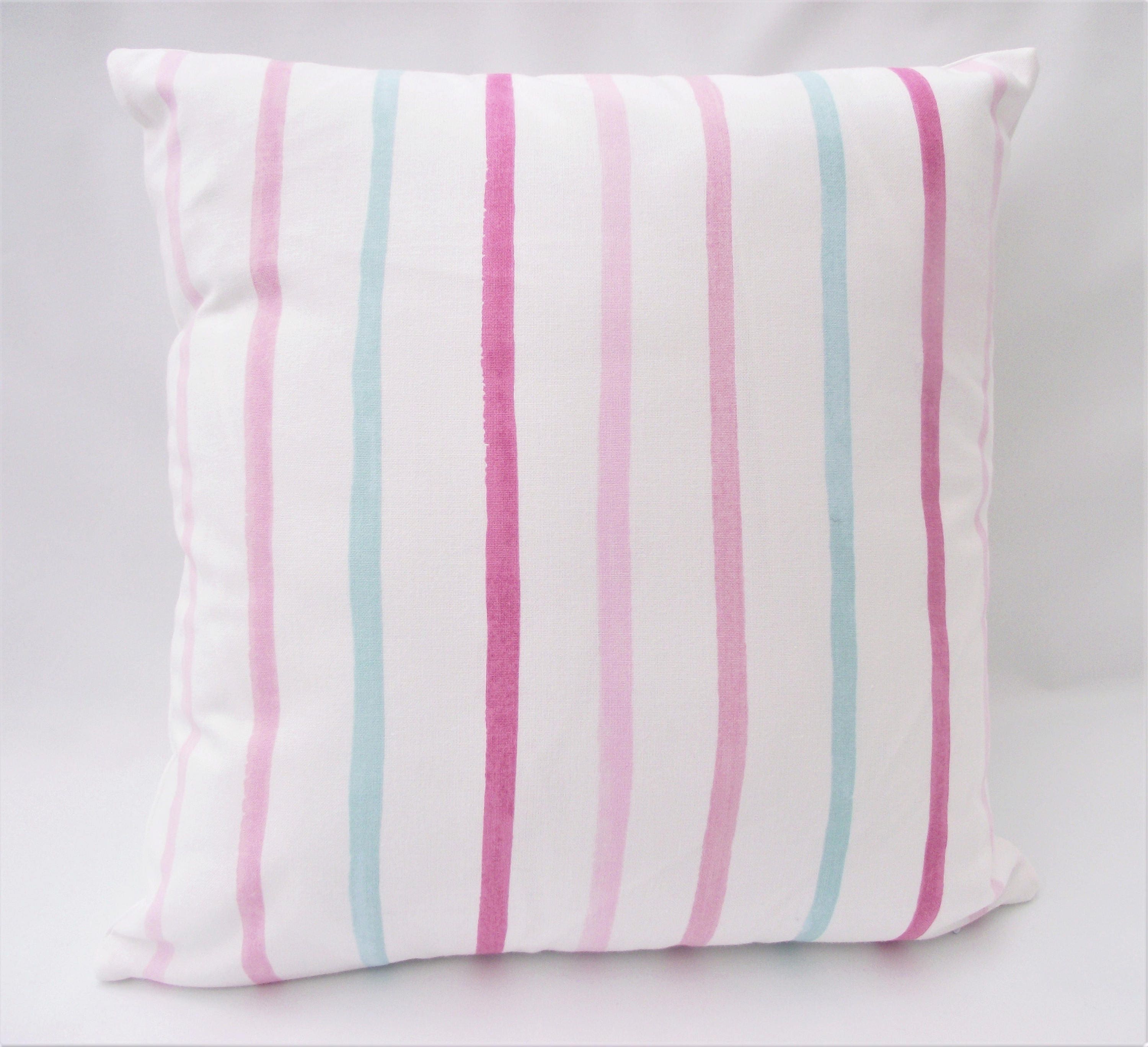 Laura Ashley Pink Stripe Cushion, Handmade with Painterly Stripe Fabric