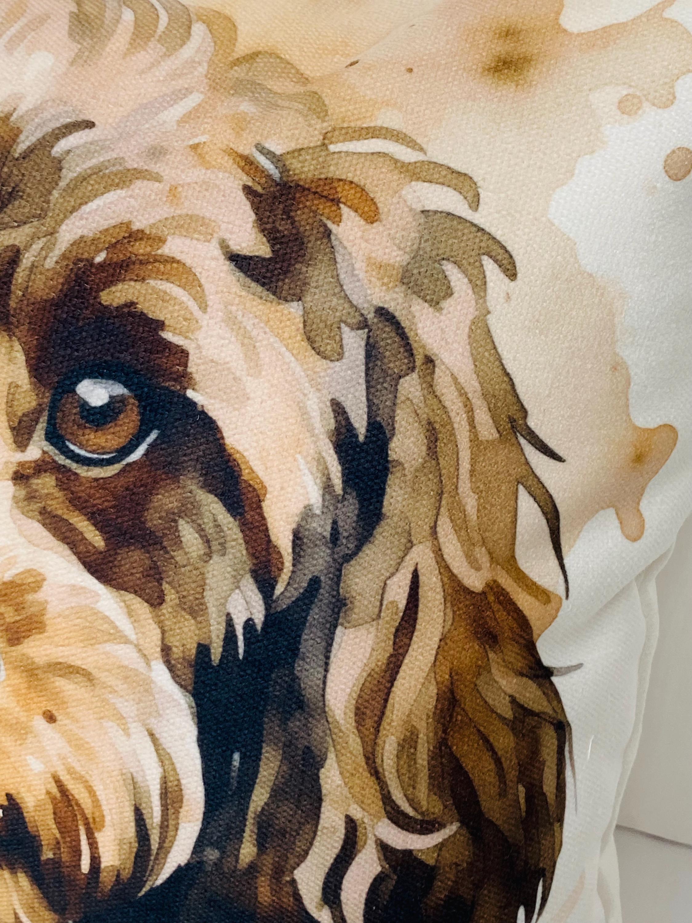 Cockapoo Chocolate Dog Cushion : Grunge Watercolour , Cover Only or Cover + Pad