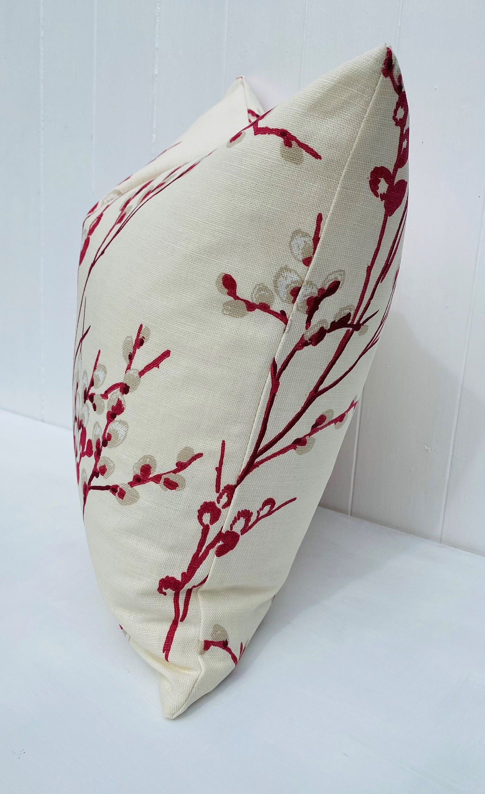 Laura Ashley Cranberry Pussy Willow Cushion, Same Fabric on both sides, Handmade with a Zip Fastening