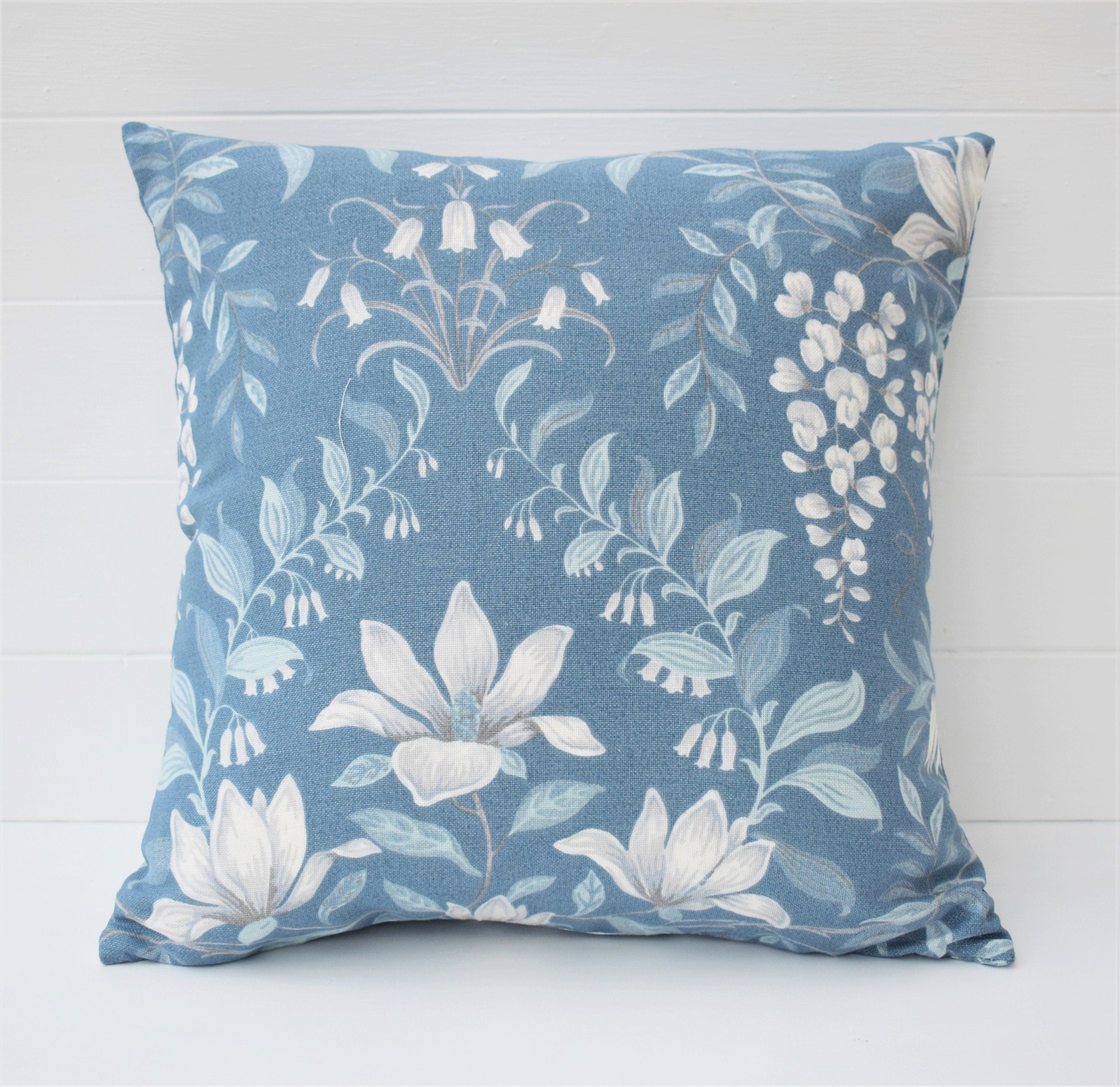 Laura Ashley Parterre Seaspray Cushion : Floral Blue Pillow 16"